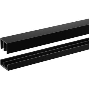 Landical 1 Set 4 ft Long Plastic Sliding Cabinet Door Track Hardware Set for 1/4" Thick Panels Glass Window Cabinet Door Track for Sliding Closet Doors, Easy Quick Installation (Black)