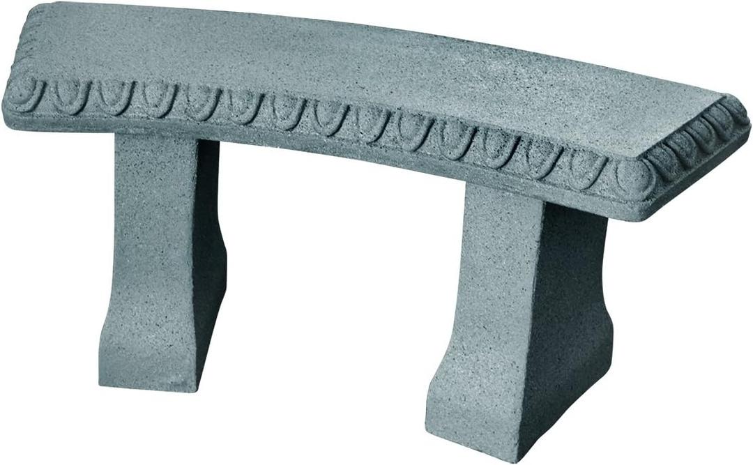EMSCO Group Garden Bench Statue Resin Construction with Natural Granite Look Lightweight Decorative Indoor/Outdoor Bench 12 Inch Height