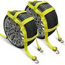 KODIAK STRAPS Adjustable Wheel Net Tow Basket Straps with Swivel J Hooks (2 Pack) - Universal for 14"-22" Tires - Strap for Dolly with Ratchet or Winches, 10,000lbs Break Strength