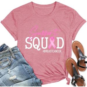 Breast Cancer Shirts Women Pink Ribbon Heart Tshirt Breast Cancer Awareness Tops (X-Large)