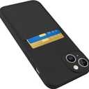 Designed for iPhone 15 Plus Case with Card Holder for Women Men Soft Liquid Silicone Cover [Microfiber Lining] Full Camera Protection Shockproof Slim for iPhone 15 Plus Case Wallet Black