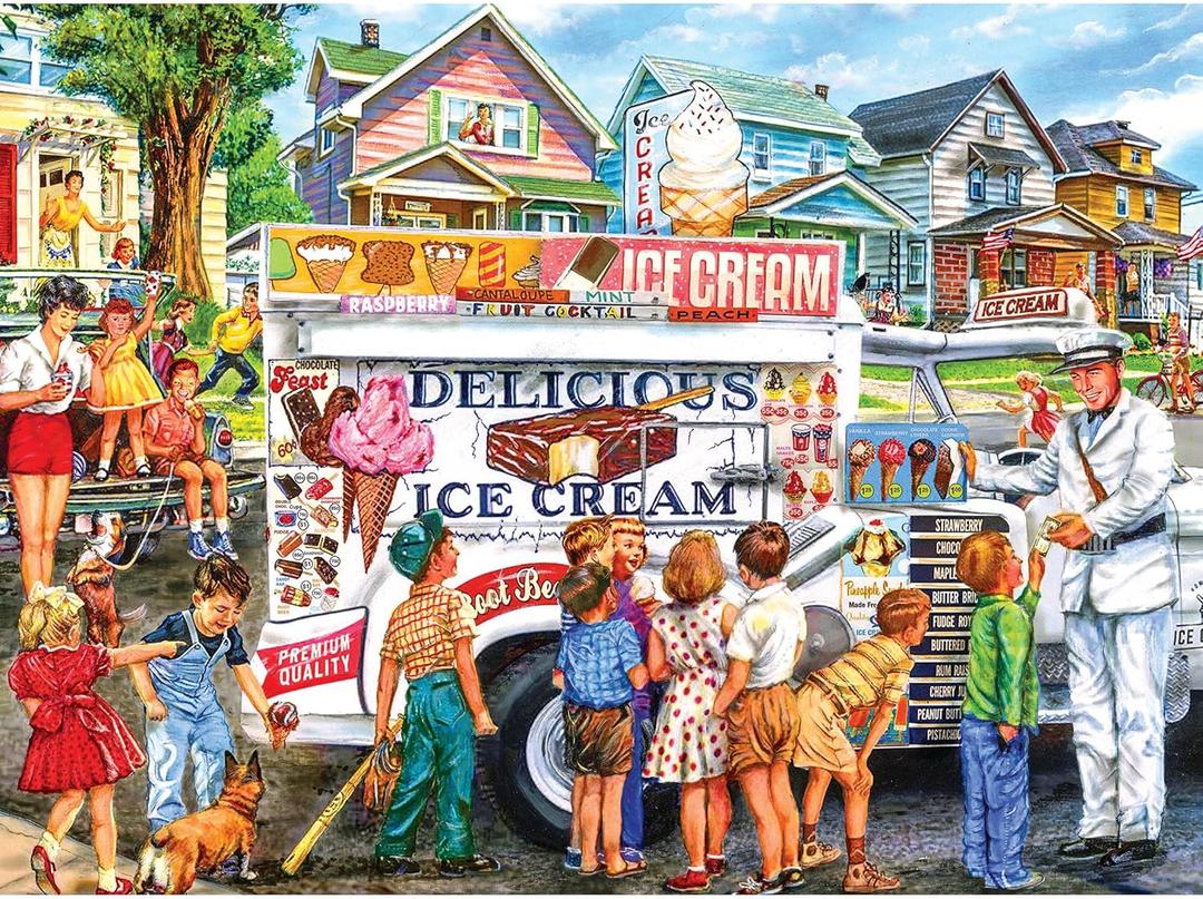RoseArt - Back to The Past - Ice Cream Truck Day - 1000 Piece Jigsaw Puzzle for Adults