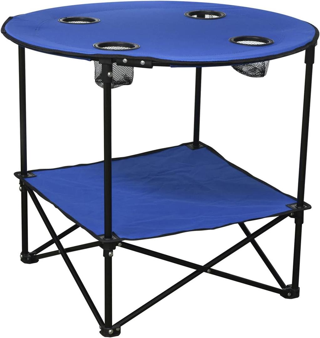 Pop Up Picnic Table Portable Folding Beach Table with Cupholders and Carry Bag, Large 28 x 28x 24 Blue