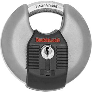 DoubleLock Crab 2.0 Upgraded Stainless Steel Discus Padlock, Hardened Steel, Weather-Resistant, 5 Keys Heavy-Duty Security for Trailers, Gates, Job Boxes, Marine & Outdoor Storage