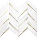 STICKGOO 10-Sheet Herringbone Tile Peel and Stick Backsplash, Dolomite White Mixed Light Gold PVC Stick on Backsplash, Self Adhesive Wall Tile for Kitchen and Bathroom