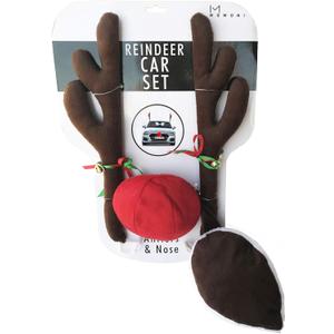 MOMONI Premium Reindeer Car Kit Antlers, Nose, Tail- Rudolph Set Reindeer Christmas Decoration Car Costume Auto Accessories