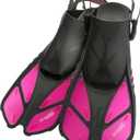 Cressi Adult Short Adjustable Swim Fins with UltraResistant Buckles, Very Light - Ideal for Traveling | Bonete: Designed in Italy (L/XL | US Man 9/13 | US Lady 10/14 | EU 42/47, Translucent Pink)
