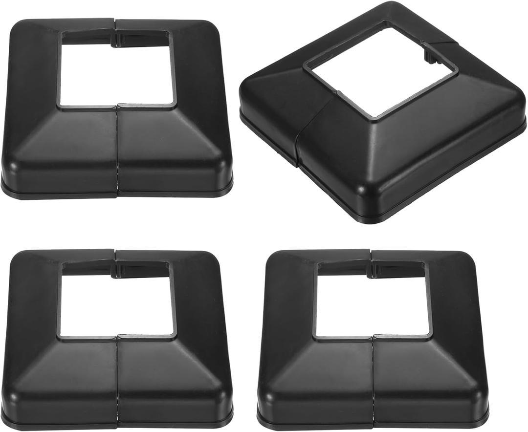 uxcell 4Pcs Post Base Cover, 4.25"x4" (Internal Size 2"x2") PVC Split Style Post Skirt, Porch Column Wrap for Post Fence Deck Cable Railing Baluster Stair Rails, Black