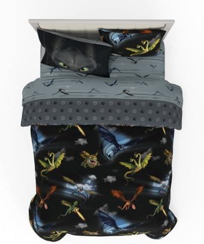 Franco How to Train Your Dragon Kids Bedding Super Soft & Cozy Reversible Microfiber Comforter and Sheet Set with Sham, 7 Piece Full Size, (Officially Licensed Product)