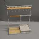 DreamGenius Jewelry Organizer Stand with Velvet Ring Holder, 4 Tier Jewelry Holder Organizer with 15 Hooks for Necklaces and 16 Holes for Earrings, White (Medium)