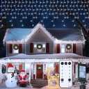 Minetom Icicle Lights for Outside, 100Ft 832 LED White Christmas Lights with 156 Drops,Outdoor Icicle Christmas Light with Remote and Timer for House Roof, Pure White
