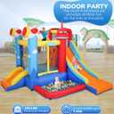 Inflatable Bounce House Water Slide, 7-in-1 Bouncy Castle Combo Water Pool & Bouncing Area & Slides & Basketball Game & Dart Game, Jump House with Storage Bag, Orange, 1.25 ft x 1.25 ft x 1.67 ft