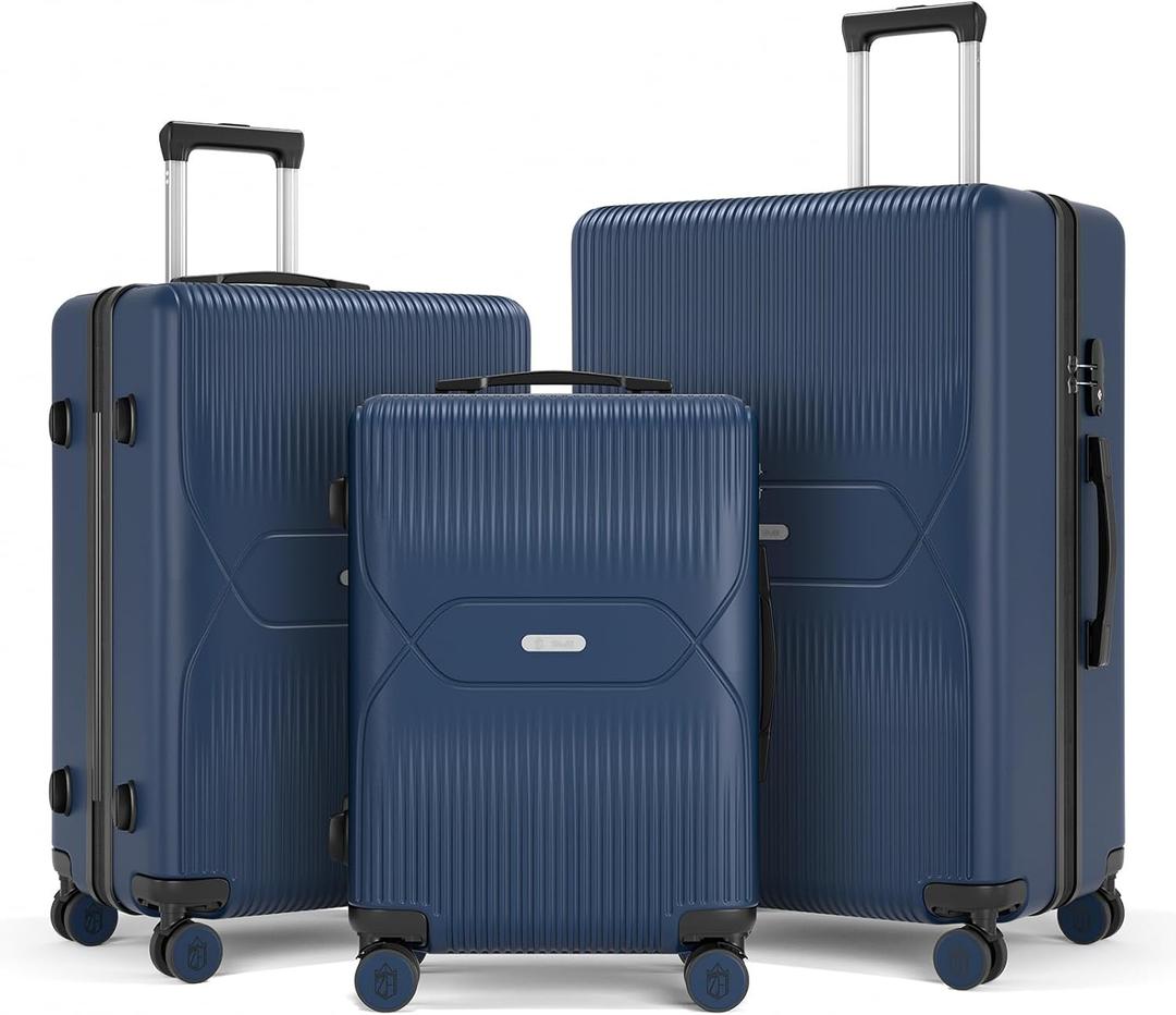 Zitahli Luggage Sets 3 Piece, All Expandable Suitcase Set, Carry On Luggage Set, PC Hard Case Luggage with TSA Lock Spinner Wheels YKK Zippers, 20in 28in (Navy Blue) 28, 20x34x28