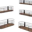 Calenzana Oval Floating Wall Shelves Set of 5, Rustic Wood Frame Hanging Shelf for Bathroom Bedroom Kitchen Living Room Study