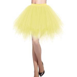 DRESSTELLS Women's Short Tutu Ballet Bubble Skirt 50's Tulle Party Vintage Petticoat (Yellow)