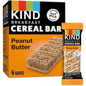 KIND Breakfast Cereal Bars, Peanut Butter, Healthy Snacks, Gluten Free, 100% Whole Grains, 3g Protein, 6 Count Pack of 6 BBD: 11/26/25