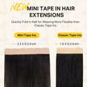 DOORES Tape in Hair Extensions, 10pcs 35g 18 Inch Balayage Dark Brown to Chestnut Brown Mini Tape Weft Extensions Invisible Remy Real Human Hair DIY Seamless Flexible Wear Silky Straight