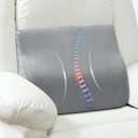 Lumbar Support Pillow for Recliner Chair and Couch, Memory Foam Back Cushion Ergonomic Back Support Pillow for Lower Back Pain Relief, with Soft Velvet, Gray