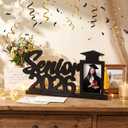 Leinuosen Senior 2026 Sign Graduation Decorations Black Wooden Frame with Tassel Holder for 2.5 * 3.5 Inch Photo 2026 Graduation Gift Grad Table Centerpiece for Senior Night Decor Grad Party Supplies