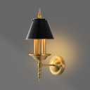 Brass Wall Sconce 2-Lights Modern Gold Black Bathroom Wall Lighting Vanity Light Fixtures Solid Copper Shade Industrial Wall Mount Lights for Bedroom Living Room E12