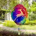 Christmas Deer Wind Spinner Outdoor with Crystal Sun Catcher - 3D Stainless Steel Metal Wind Spinners 12 in Garden Art for Patio Yard Decor Decorations for Home,House Outdoor