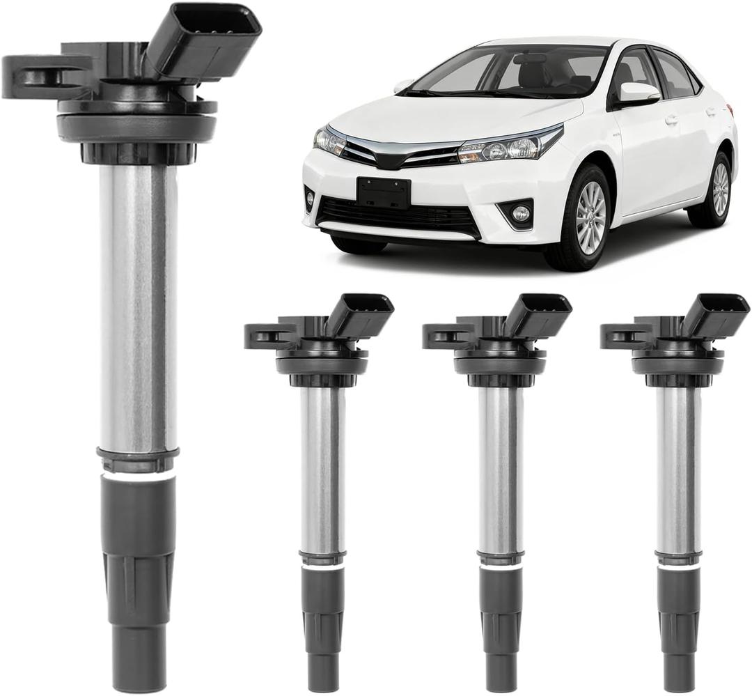 Ignition Coil Packs (4 Pcs), Compatible with 2008-2017 Toyota Corolla/Prius/Matrix, Scion IM/XD, Pontiac Vibe & More Replaces# UF-596, UF-619, 90919-02252, 90919-02258