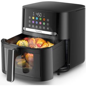 FABULETTA 6.5QT Large Air Fryer, Air Fryers Clear Window With Washable Basket, 10-in-1 Presets Functions For Crisp, Roast, Bake and Reheat, Auto Shut-off, Nonstick & Free Recipes & Easy Meals Airfryer