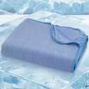Cooling Blanket for Hot Sleepers - Summer Blanket Thin Lightweight for Bed, Q-Max>0.4, Breathable, Double-Sided, Absorbs Heat to Keep Body Cool from Night Sweats, 90"x90" Queen Size, Blue