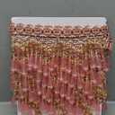 OLYCRAFT 13.1 Yards Pink Beaded Fringe Trim 3.5 Inch Wide Decorative Tassel Trim Beaded Fringe Trims Bead Tassel Trims Bead Polyester Fringe for DIY Craft Sewing Curtain Decoration