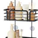 SWTYMIKI Shower Caddy Hanging Organizer - Over the Door Shower Caddy with Soap Holder, 11 Hooks, 2 Installation Ways, Stainless Steel Rustproof Bathroom Organizer, Black