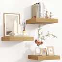Square Floating Shelves for Wall 12"W x 12"D x 1.4"H, Small Engineered Wood Wall Shelves with Invisible Brackets for Living Room Bedroom Bathroom Office Kitchen Storage & Decor, Oak Finish, Set of 3