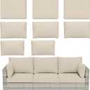 8 pcs Outdoor Cushion Slipcovers Outdoor Patio Cushions Covers Replacement Waterproof with Zipper w/3 Seat Cushion Covers and 5 Backrest Pillow Covers, Covers Only (Cream)