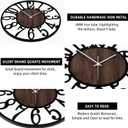 LEIKE Large Wall Clocks for Living Room,Silent,Non Ticking,Battery Operated Oversized Vintage Round Modern Wood Wall Clock for Bedroom,Farmhouse,Office Home Decor-24 Inch(Black-Arabic Number)
