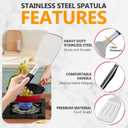 13.4 in Stainless Steel Spatula Set of 2, Heavy Duty Solid & Slotted Metal Spatula with Silicone Handle for Cast Iron Skillet, Egg, Burger and Grilling, Large