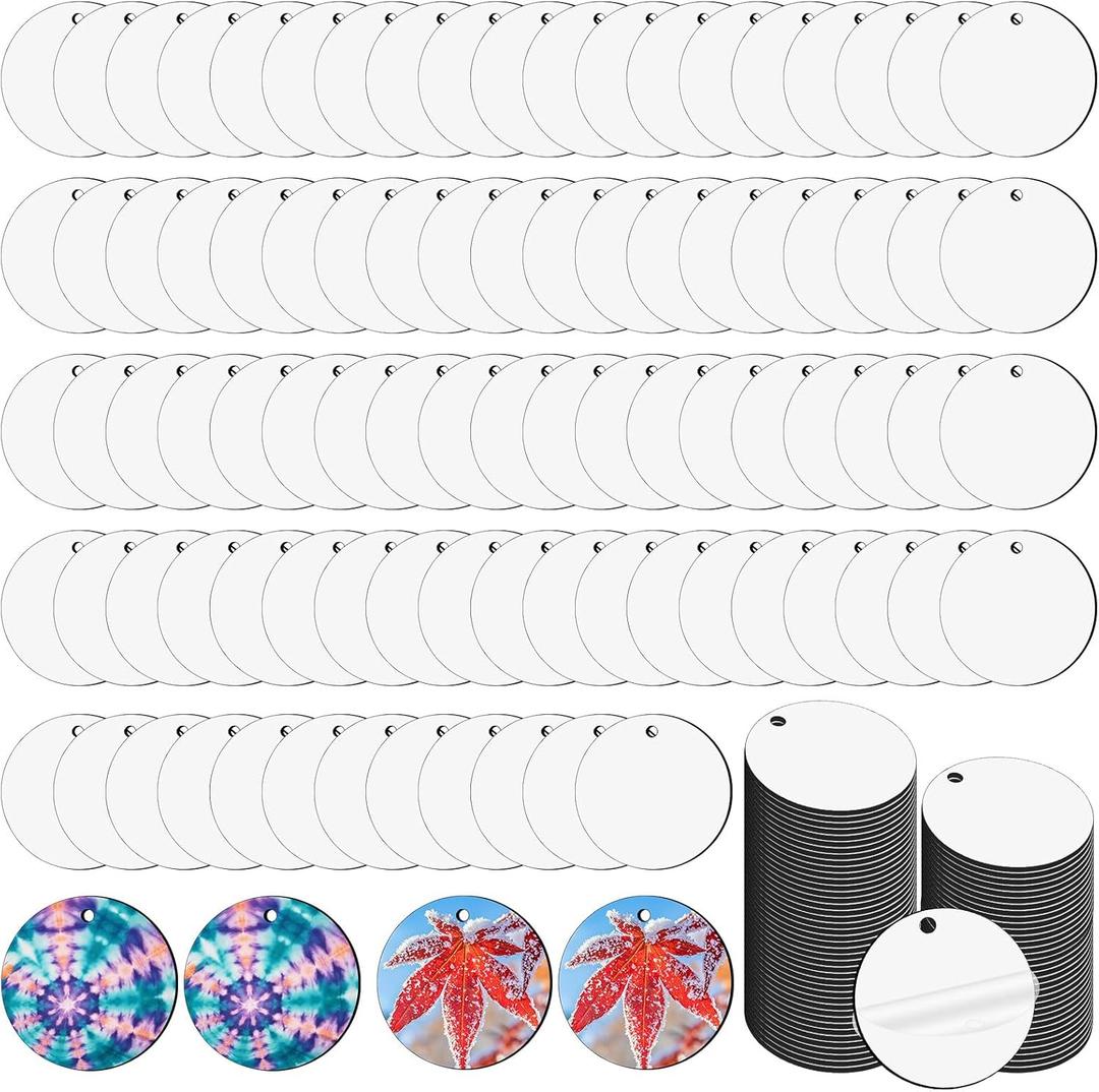 200Pcs Round Sublimation Earring Blanks Bulk Double-Sided MDF Wood Blank Sublimation Earring for Sublimation White Earrings for DIY Craft