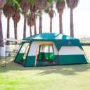 KTT Extra Large Tent 10-12-14 Person(B),Family Cabin Tents,2 Rooms,3 Doors and 3 Windows with Mesh,Straight Wall,Waterproof,Double Layer,Big Tent for Outdoor,Picnic,Camping,Family Gathering