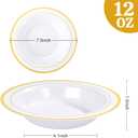 bUCLA 60 Pack Plastic Bowls with Gold Rim - 12 oz Plastic Soup Bowls Disposable for Wedding, Party, Gathering & Thanksgiving
