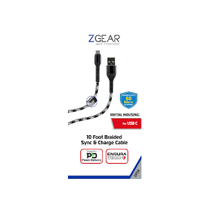 Zgear 10Ft Braided Charging and Sync Cable for USBC