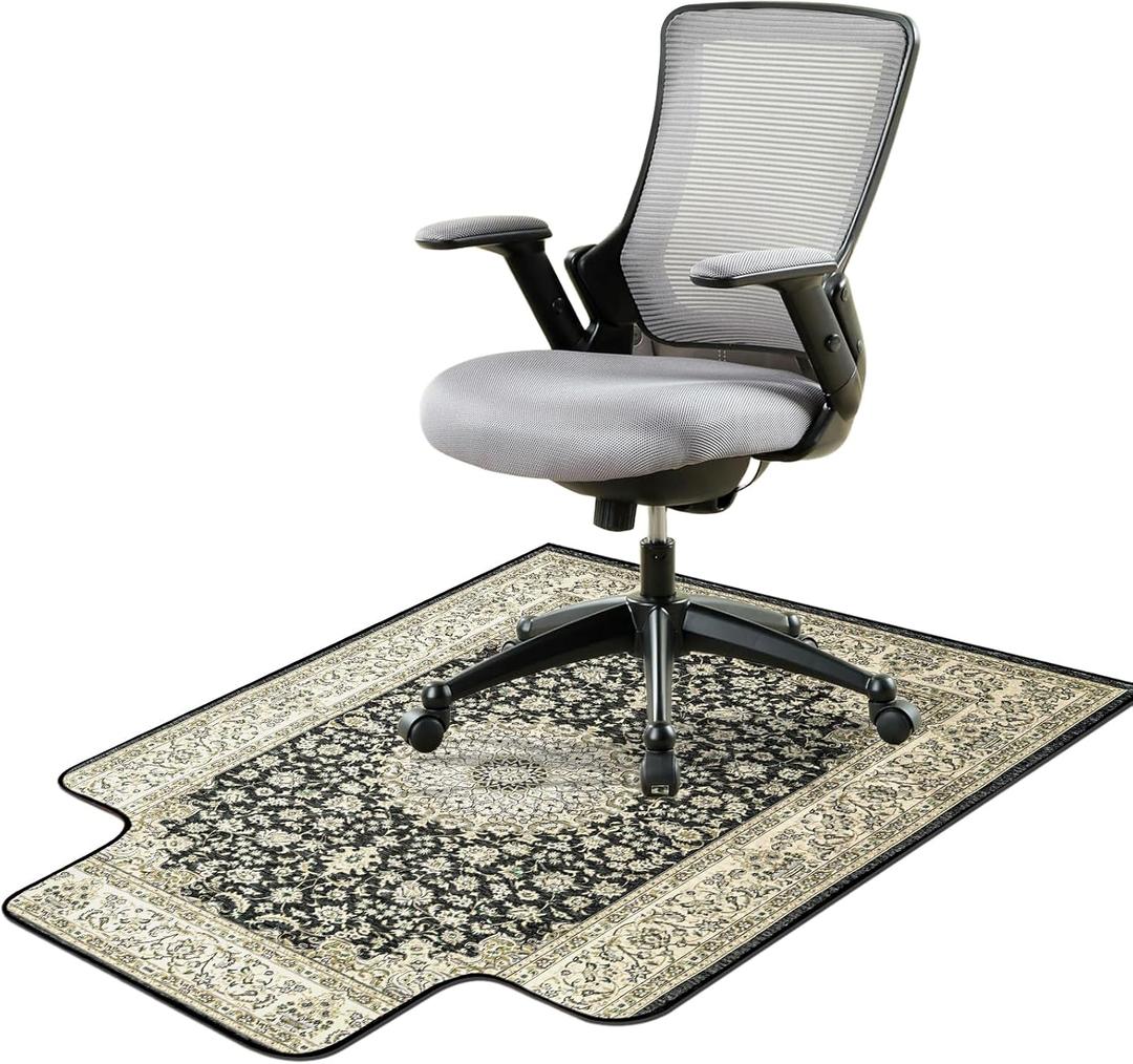 36" X 48" Office Chair Mat for Hardwood and Tile Floors, Under Desk Chair Mat for Carpet Protector Rolling Computer Chairs, Machine Washable Non-Slip Area Rug, Black