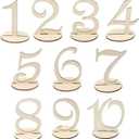 Wooden Wedding Table Numbers 1-10 with Stands,Table Numbers For Wedding Reception Decorations, Tables Number Cards 1-10 With Head, Paper Tables Markers For Restaurant, Events
