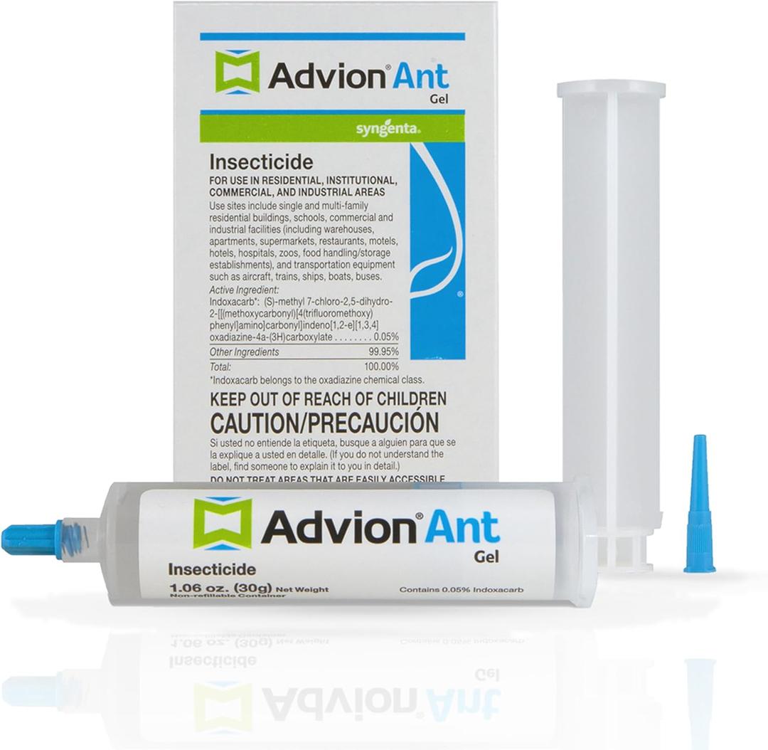 Advion Single 30-Gram Tube, 1 Plunger and 1 Application Tip, Effective Control of Ants, Formulated with 0.05% Indoxacarb, Indoor & Outdoor Use, Ant Killer Gel for Control of Most Major Ant Species