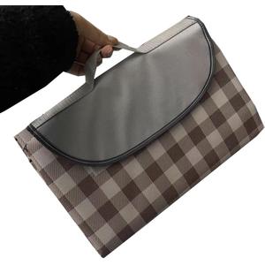 Oversize Picnic Beach Blanket, 80''x80'' Outdoor Waterproof Foldable Sandproof Blankets Plaid Picnic Mat for Beach Camping on Grass Picnic Blankets (Brown 2, 80x80in)