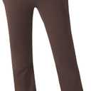 Womens High Waist Yoga Pants Stretchy Casual Trousers Straight Leg Pull On Side Pockets (Medium, Brown)