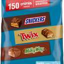 SNICKERS, TWIX, & MILKY WAY Minis Chocolate Candy Bars Variety Pack, 150 Ct Bulk Bag Best By 01/2027