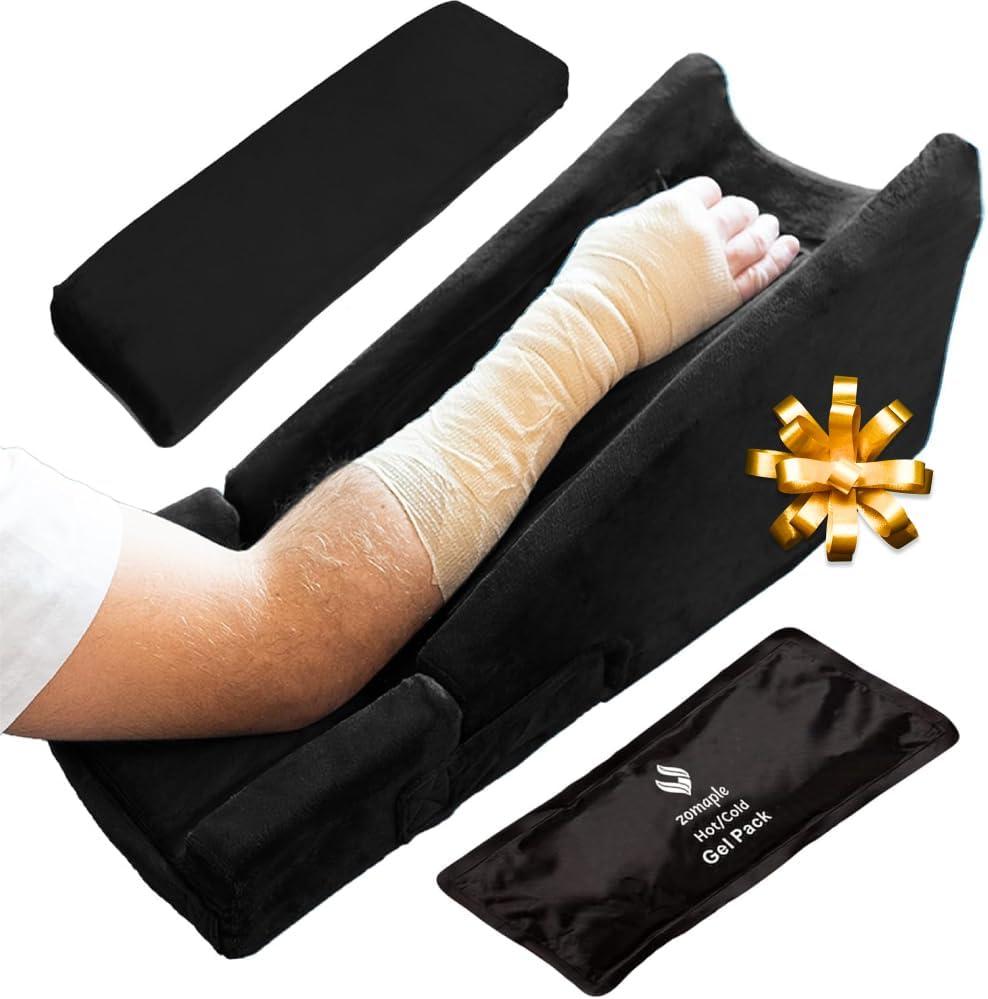 Zomaple Arm Elevation Pillow, Black  Reduce Swelling & Pain with Elbow Support  Adjustable, Gel-Infused Foam, Hot/Cold Gel Pack & Washable Cover  Arm Support Pillow for Post-Surgery Recovery