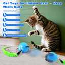 2 x Interactive Cat Toy Ball - Automatic Cat Toys for Indoor Cats with 3 Speeds Rechargeable Cat Toys for Small/Medium/Large Cats to Keep Them Busy (Blue)