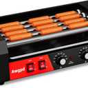 Hot Dog Roller 5 Rollers 12 Hot Dogs Capacity, 750W Stainless Commercial Sausage Grill Cooker Machine with Dual Temp Control,Removable Drip Tray for Party Home Commercial (5 Roller)