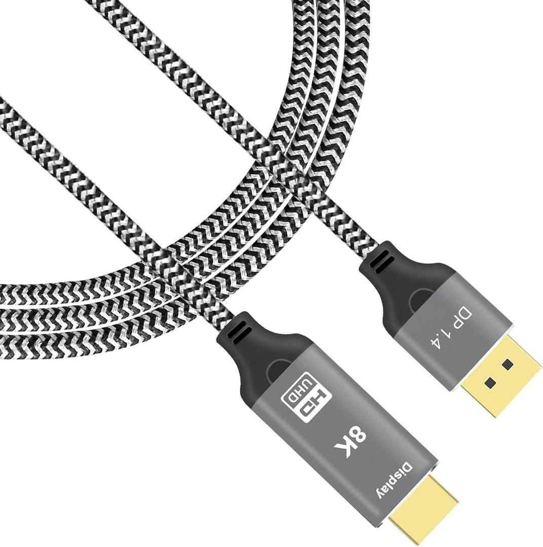 8K DisplayPort to HDMI Cable, (DP to HDMI 4K 120Hz 8K 60Hz Cable) Uni-Directional Display Port to HDMI Monitor Converter Compatible. Male to Female (8K 30Hz Cable)