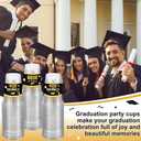 Funnymoom 100 Pcs 16oz 2026 Graduation Cups Disposable Graduation Plastic Cups Class of 2026 Celebration Grad Party Favors(Gold, Black)