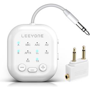 Bluetooth 5.4 Transmitter Receiver, 2-in-1 Wireless Transmitter for Airplane, TV, PC, Switch, Low Latency, Support Dual Pairing for AirPods/Headphones, Bluetooth Receiver for Car/Home Stereo